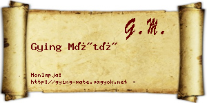 Gying Máté névjegykártya